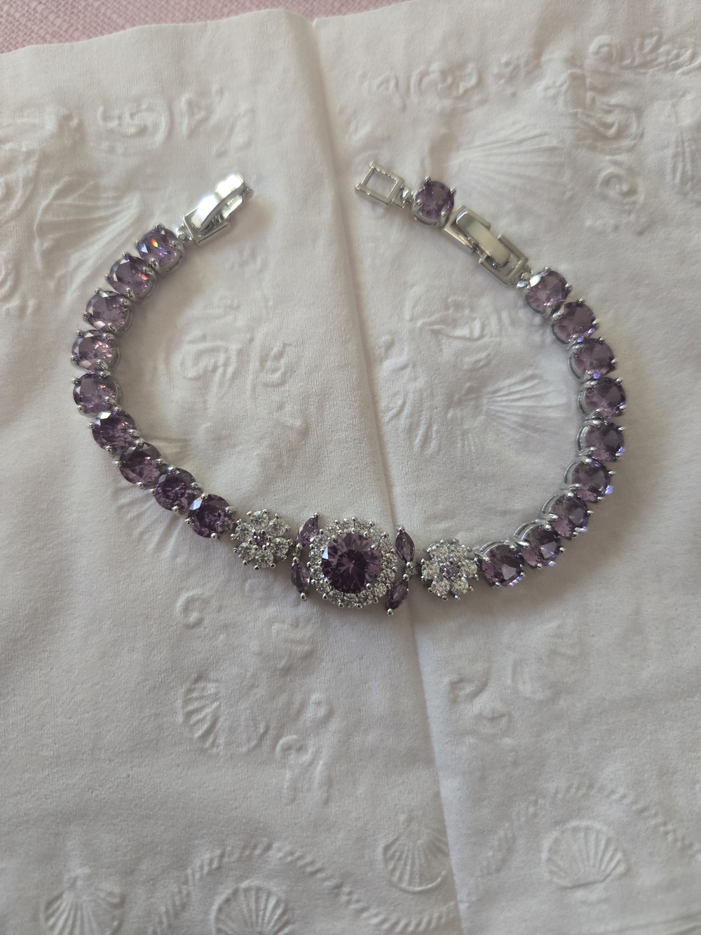 Sterling Silver Purple Crystal Tennis Bracelet